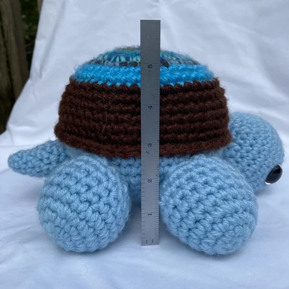 Handmade Crocheted Blue Turtle - Picture 3 of 8